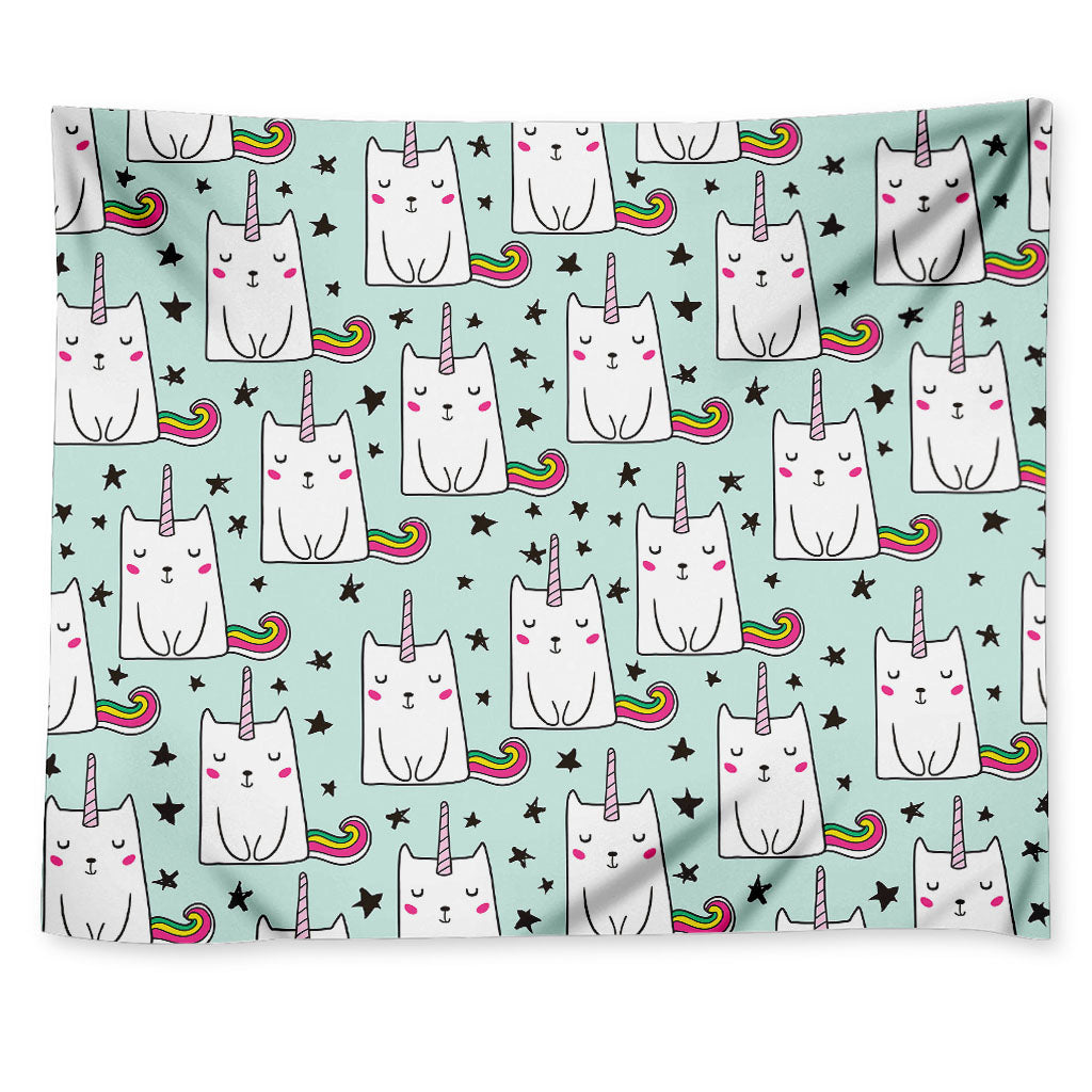 Cute Unicorn Cat Pattern Print Tapestry