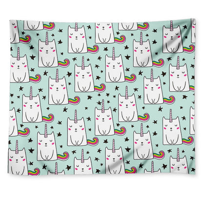 Cute Unicorn Cat Pattern Print Tapestry
