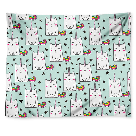 Cute Unicorn Cat Pattern Print Tapestry