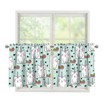 Cute Unicorn Cat Pattern Print Tier Curtains