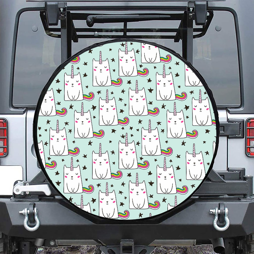 Cute Unicorn Cat Pattern Print Tire Cover