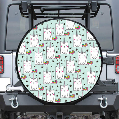 Cute Unicorn Cat Pattern Print Tire Cover