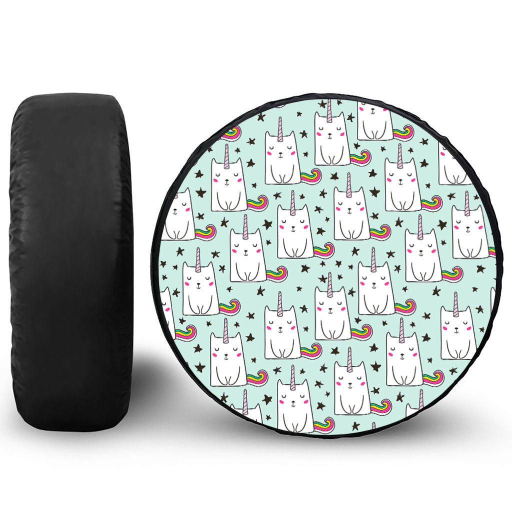 Cute Unicorn Cat Pattern Print Tire Cover