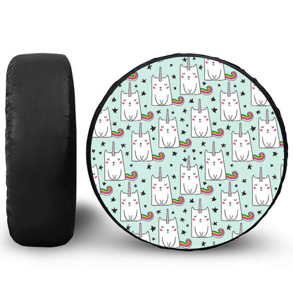 Cute Unicorn Cat Pattern Print Tire Cover