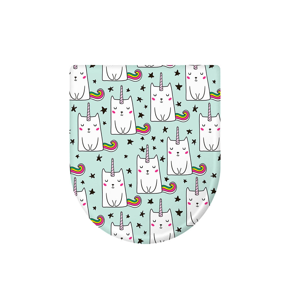 Cute Unicorn Cat Pattern Print Toilet Lid Cover
