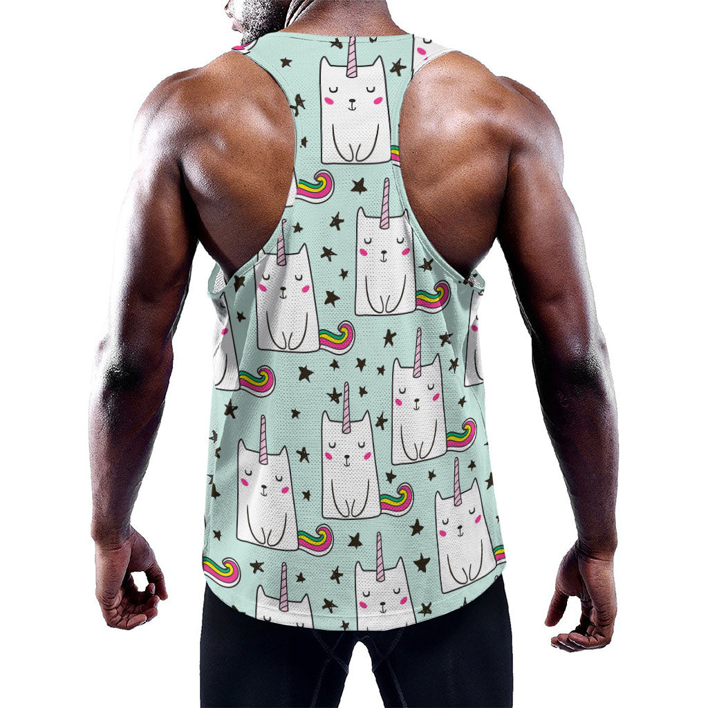 Cute Unicorn Cat Pattern Print Training Tank Top