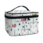 Cute Unicorn Cat Pattern Print Travel Makeup Bag