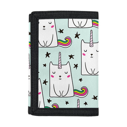 Cute Unicorn Cat Pattern Print Trifold Wallet