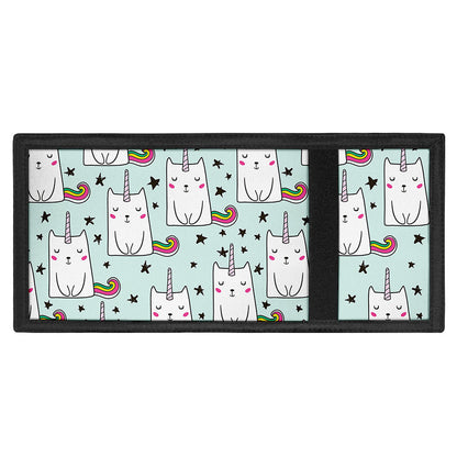 Cute Unicorn Cat Pattern Print Trifold Wallet