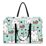 Cute Unicorn Cat Pattern Print Utility Tote Bag