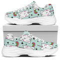 Cute Unicorn Cat Pattern Print White Chunky Shoes