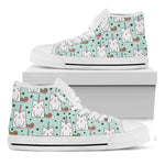 Cute Unicorn Cat Pattern Print White High Top Sneakers