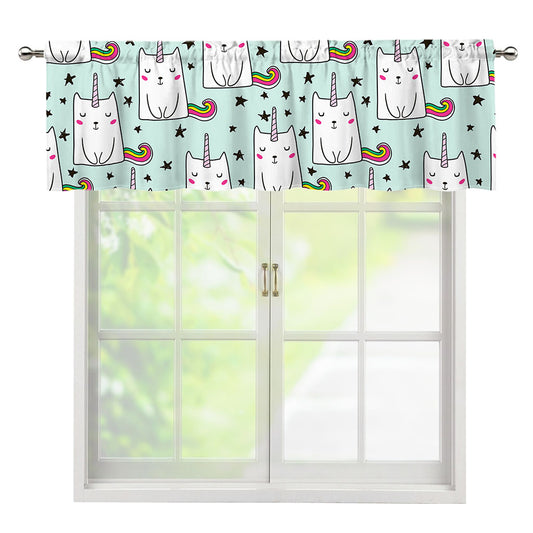 Cute Unicorn Cat Pattern Print Window Valance