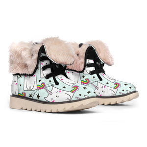 Cute Unicorn Cat Pattern Print Winter Boots