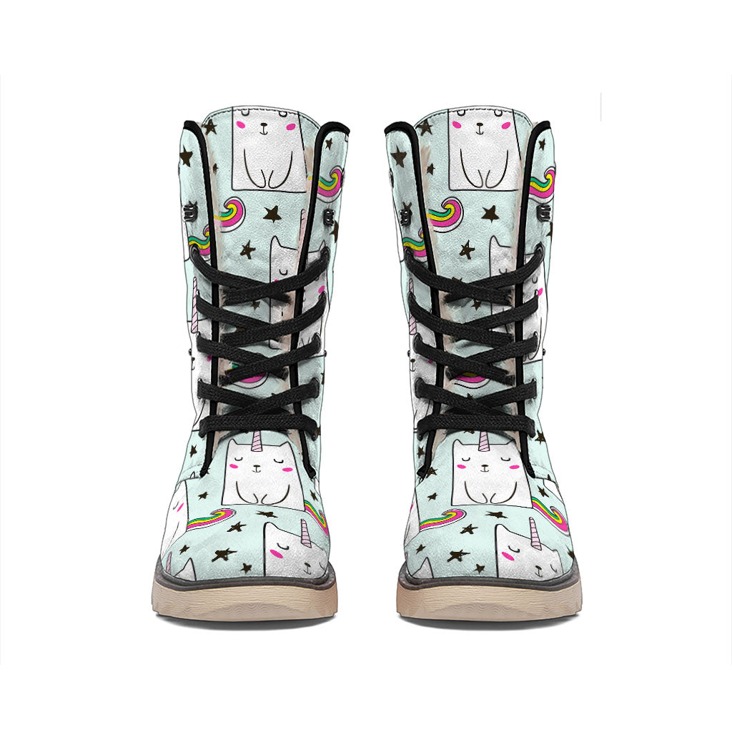 Cute Unicorn Cat Pattern Print Winter Boots