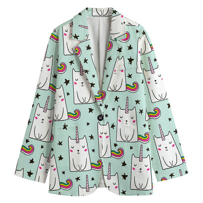 Cute Unicorn Cat Pattern Print Women's Blazer