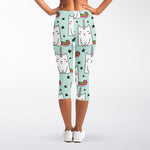 Cute Unicorn Cat Pattern Print Women's Capri Leggings