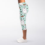 Cute Unicorn Cat Pattern Print Women's Capri Leggings