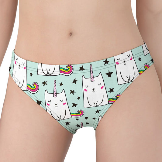 Cute Unicorn Cat Pattern Print Women's Panties