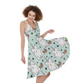 Cute Unicorn Cat Pattern Print Sleeveless Knee Length Dress