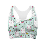 Cute Unicorn Cat Pattern Print Women's Sports Bra