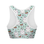Cute Unicorn Cat Pattern Print Women's Sports Bra