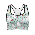 Cute Unicorn Cat Pattern Print Women's Sports Bra