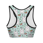 Cute Unicorn Cat Pattern Print Women's Sports Bra