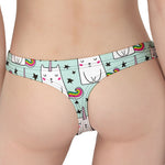 Cute Unicorn Cat Pattern Print Women's Thong