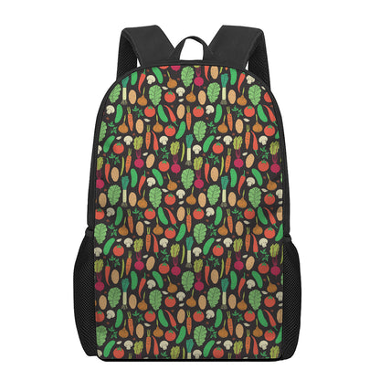 Cute Vegan Pattern Print 17 Inch Backpack