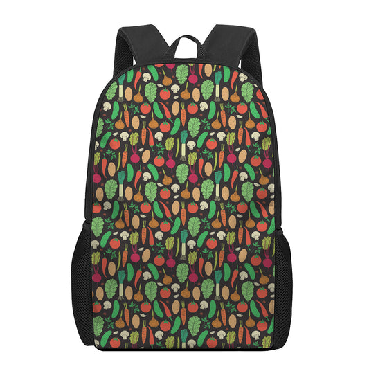Cute Vegan Pattern Print 17 Inch Backpack