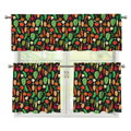 Cute Vegan Pattern Print 3 Piece Kitchen Curtains