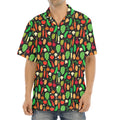 Cute Vegan Pattern Print Aloha Shirt