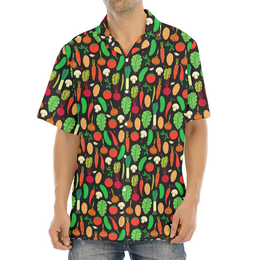 Cute Vegan Pattern Print Aloha Shirt