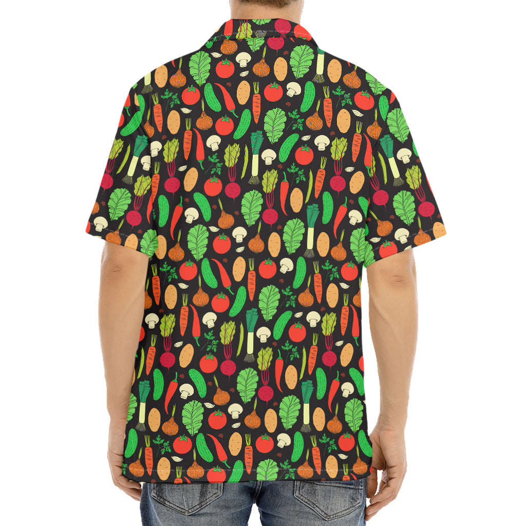 Cute Vegan Pattern Print Aloha Shirt