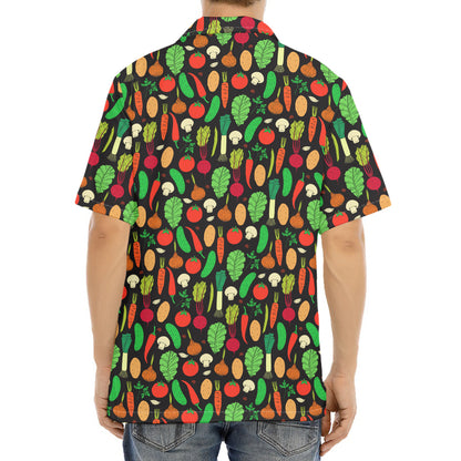 Cute Vegan Pattern Print Aloha Shirt