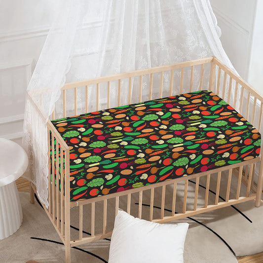 Cute Vegan Pattern Print Baby Crib Sheet