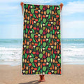 Cute Vegan Pattern Print Beach Towel