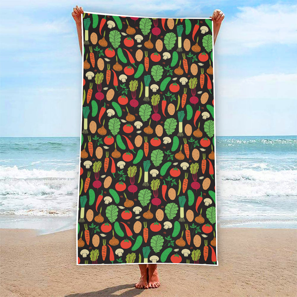 Cute Vegan Pattern Print Beach Towel
