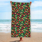 Cute Vegan Pattern Print Beach Towel
