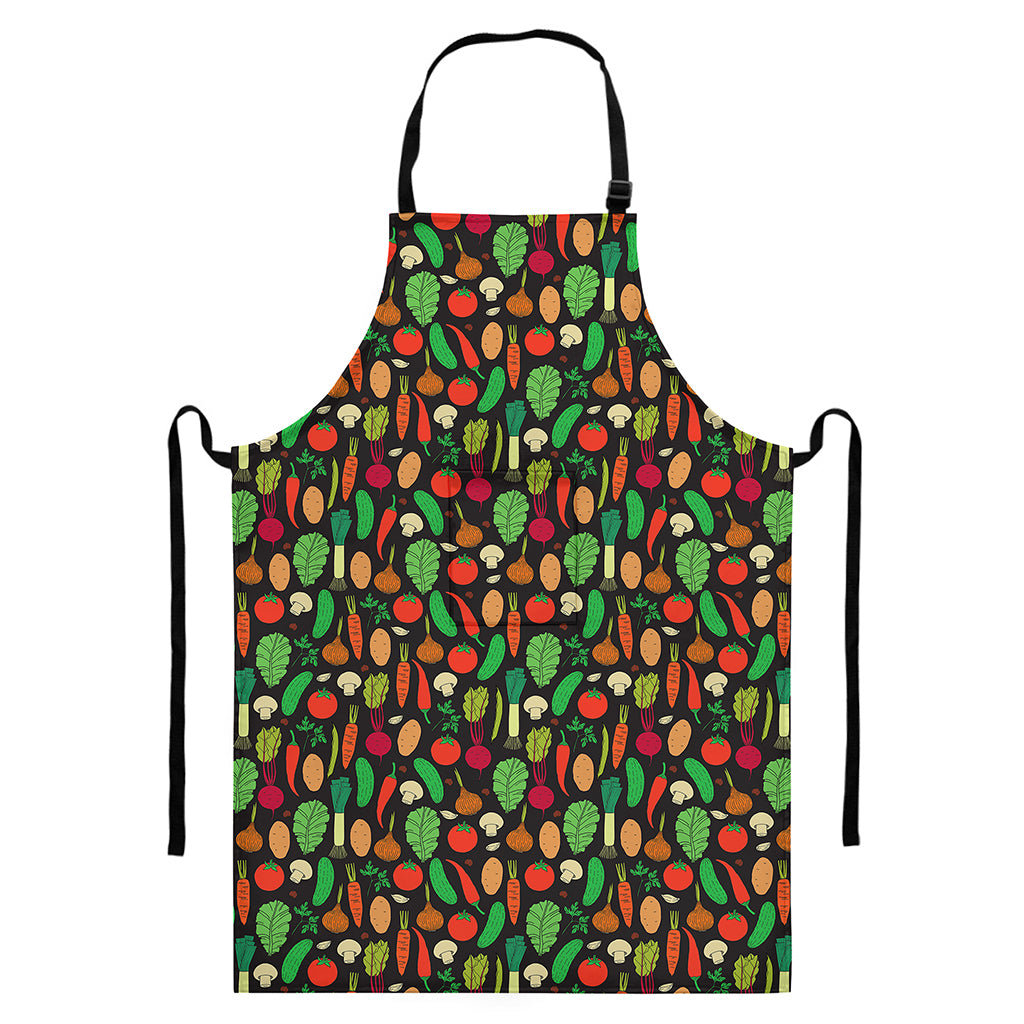 Cute Vegan Pattern Print Bib Apron With Pocket