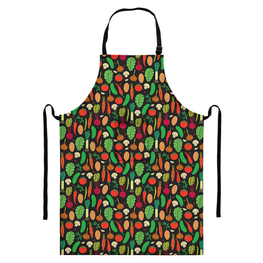 Cute Vegan Pattern Print Bib Apron With Pocket