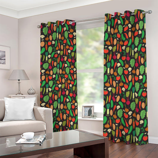 Cute Vegan Pattern Print Blackout Grommet Curtains