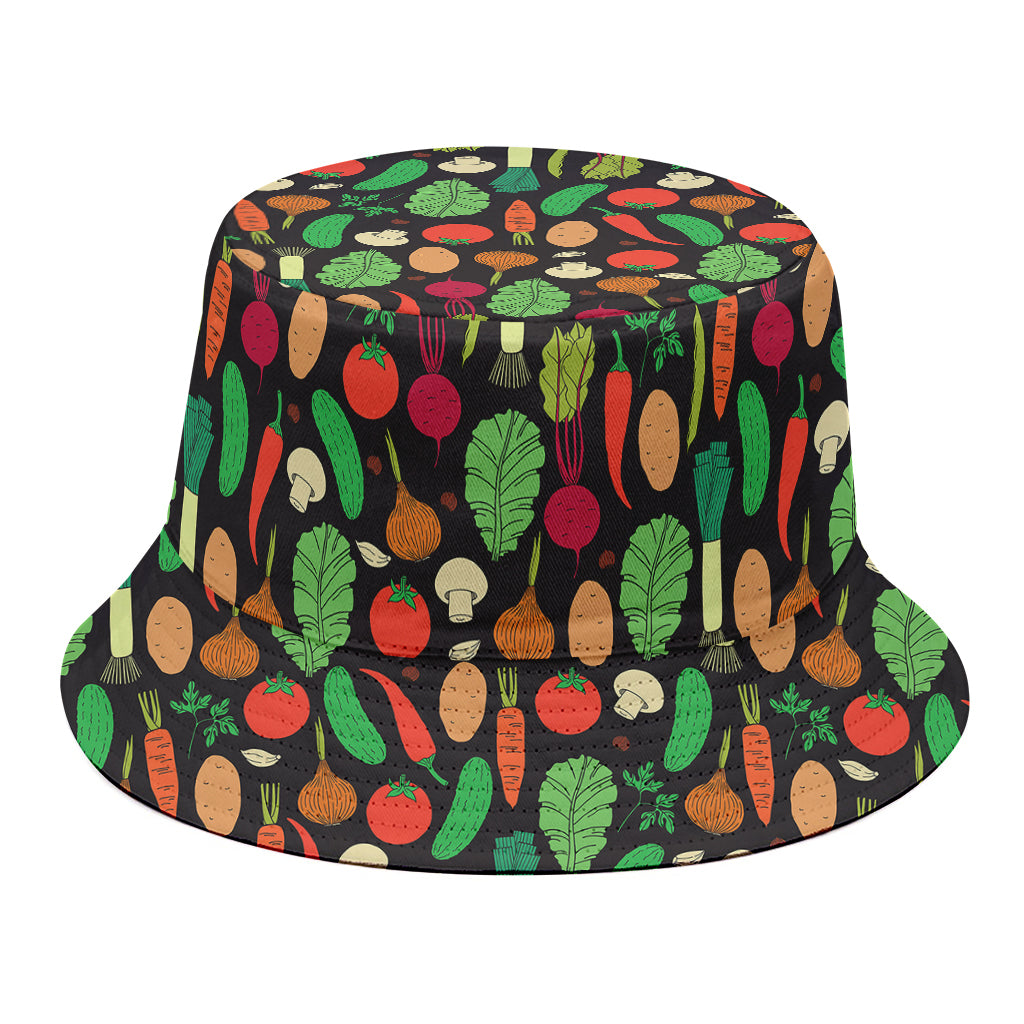 Cute Vegan Pattern Print Bucket Hat