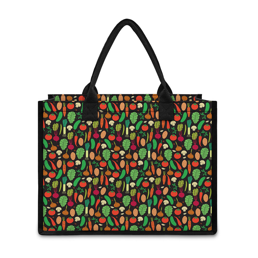 Cute Vegan Pattern Print Canvas Tote Bag
