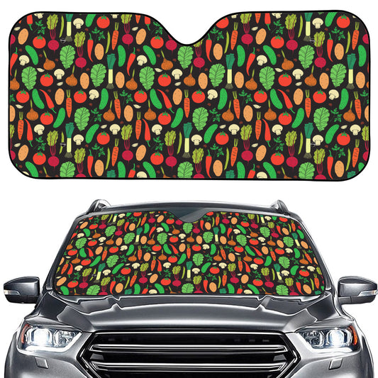 Cute Vegan Pattern Print Car Windshield Sun Shade