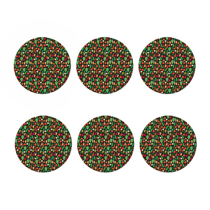 Cute Vegan Pattern Print Coaster Set