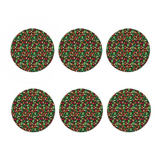 Cute Vegan Pattern Print Coaster Set
