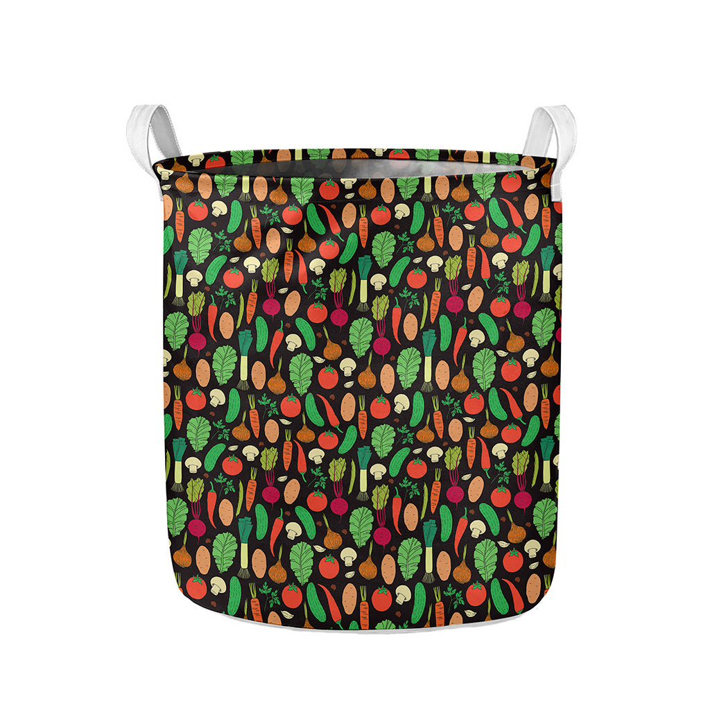 Cute Vegan Pattern Print Collapsible Laundry Basket
