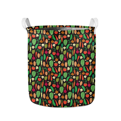 Cute Vegan Pattern Print Collapsible Laundry Basket